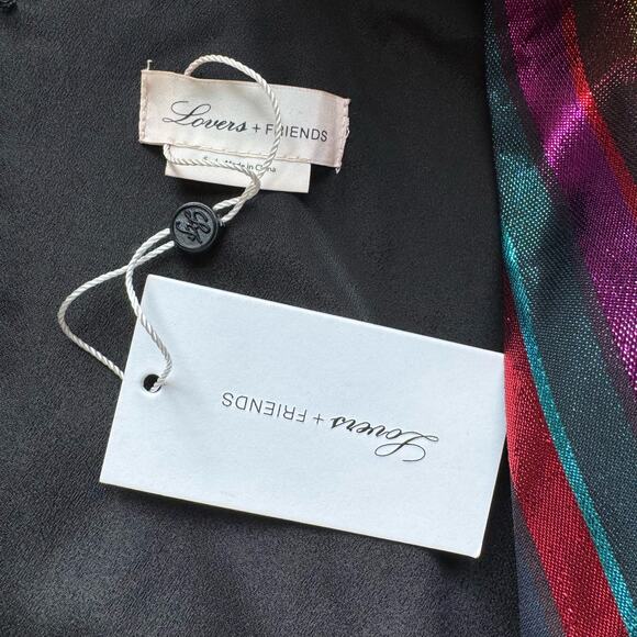 Lovers + Friends Frida Mini Dress Size SMALL V Neck Rainbow Metallic Party NYE - Picture 9 of 11